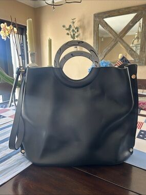 Topshop Black Tote with Circular Handles